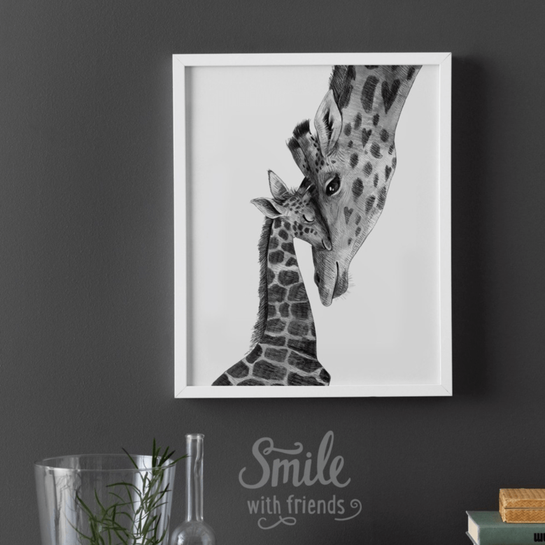 Жирафы - мама с ребенком