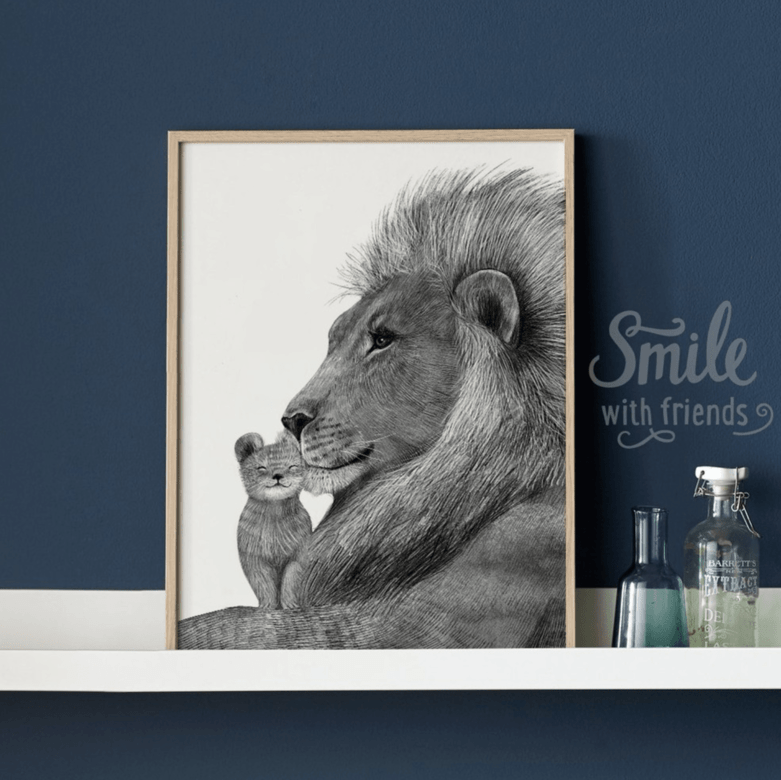 Львы - папа с ребенком