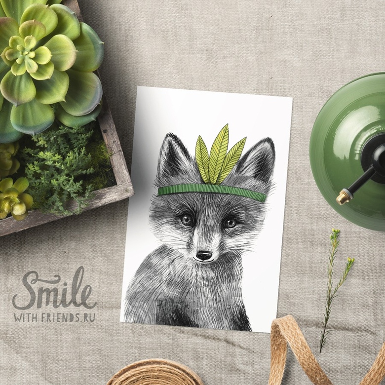 Малыш лисенок - открытка