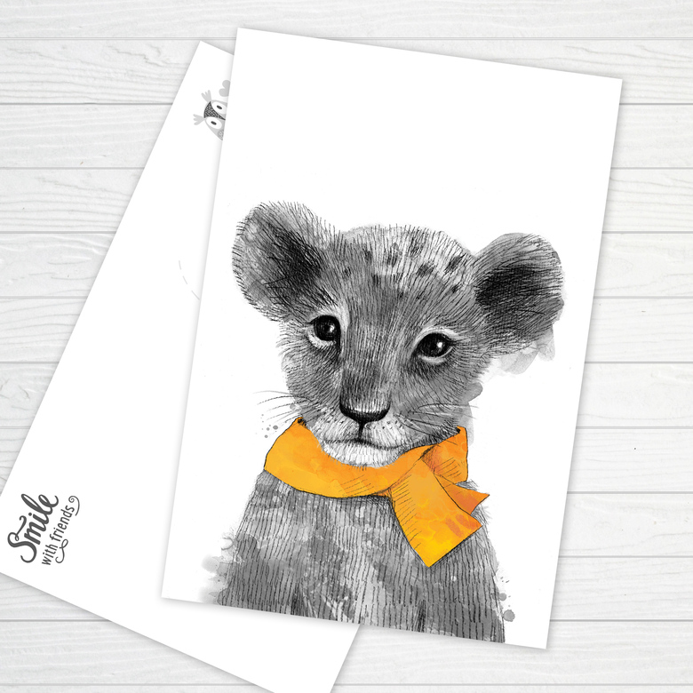 Малыш львенок - открытка