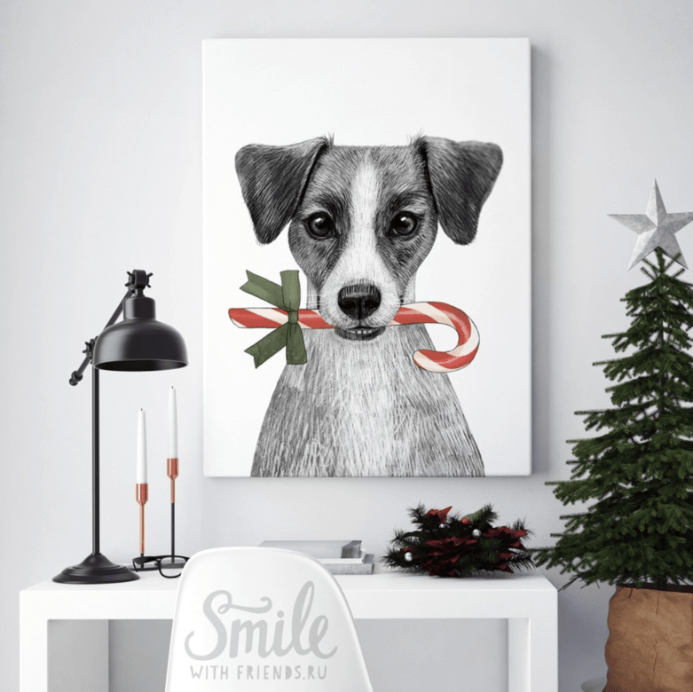 Джек рассел терьер с леденцом