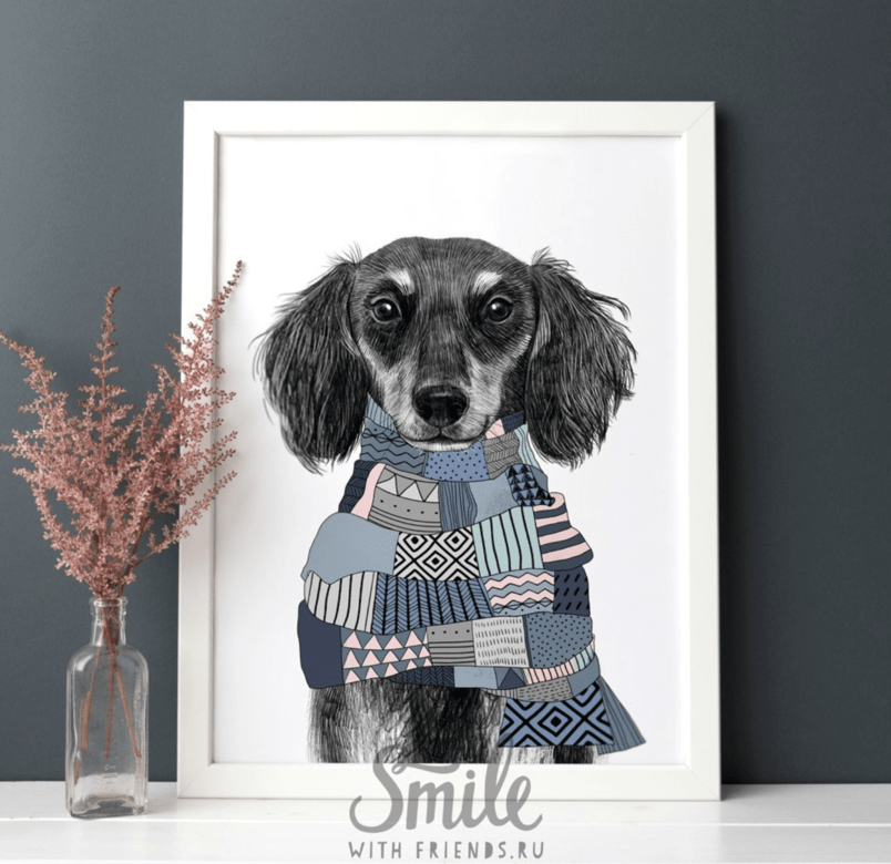 Такса в шарфике