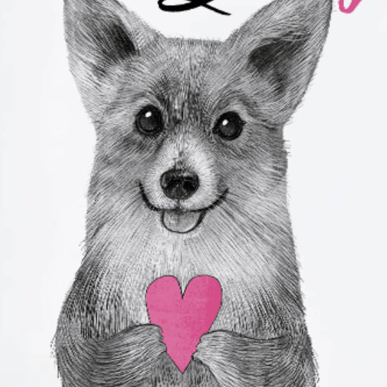 Постер корги с сердечком All you need is love and dog  купить в интернет магазине