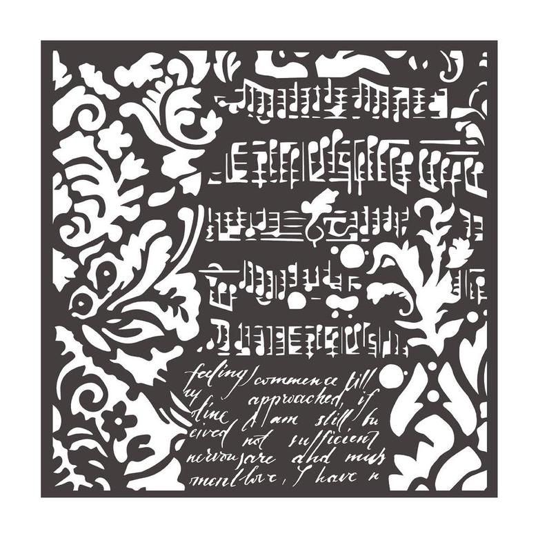 Трафарет 18*18см Wallpaper Music & Writings Stamperia Stencil 7.08"X7.08"