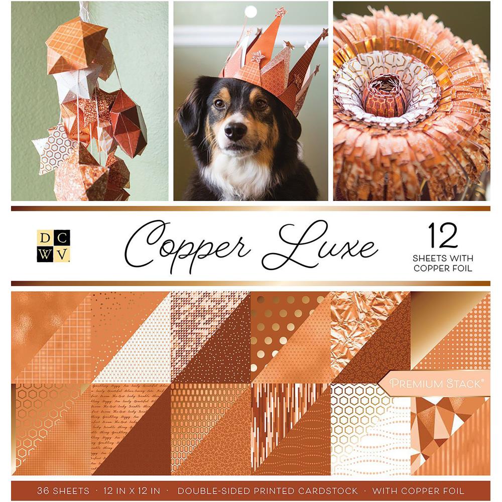 Набор бумаги с фольгированием 30*30см Copper Luxe, 18 Des/2 Each, 12 W/Foil  DCWV Double-Sided Cardstock Stack 12"X12" 36/Pkg