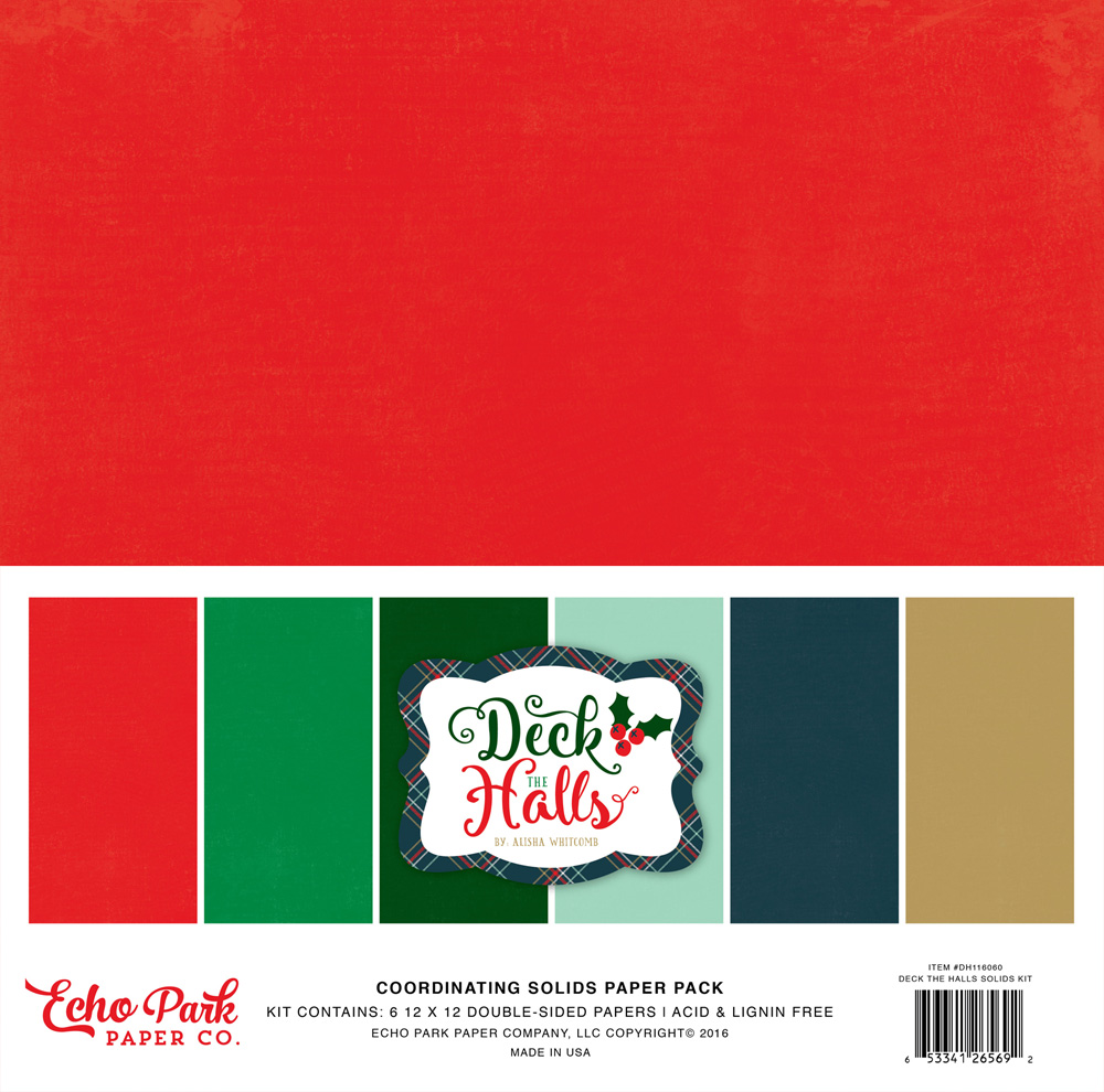 Набор кардстока Deck the Halls Solids Paper Pack Echo Park