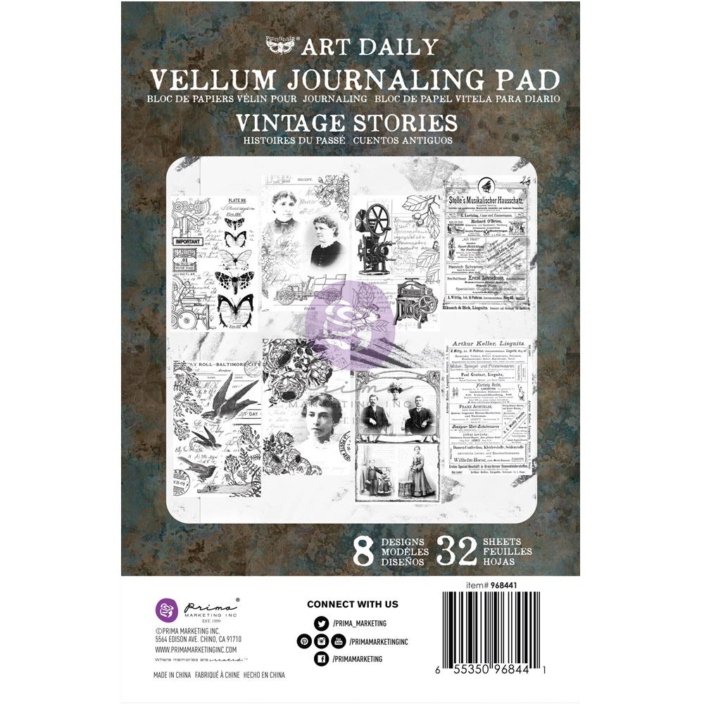 Набор кальки с принтом Vintage Stories Prima Art Daily Vellum Pad 32/Pkg