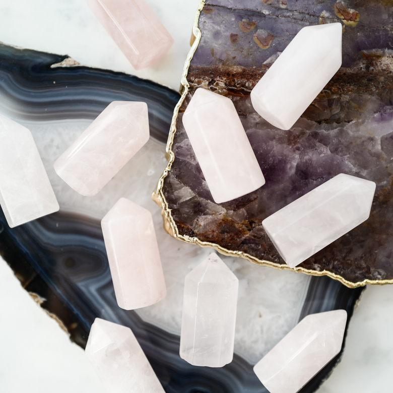 Кристаллы розового кварца, сет 3шт