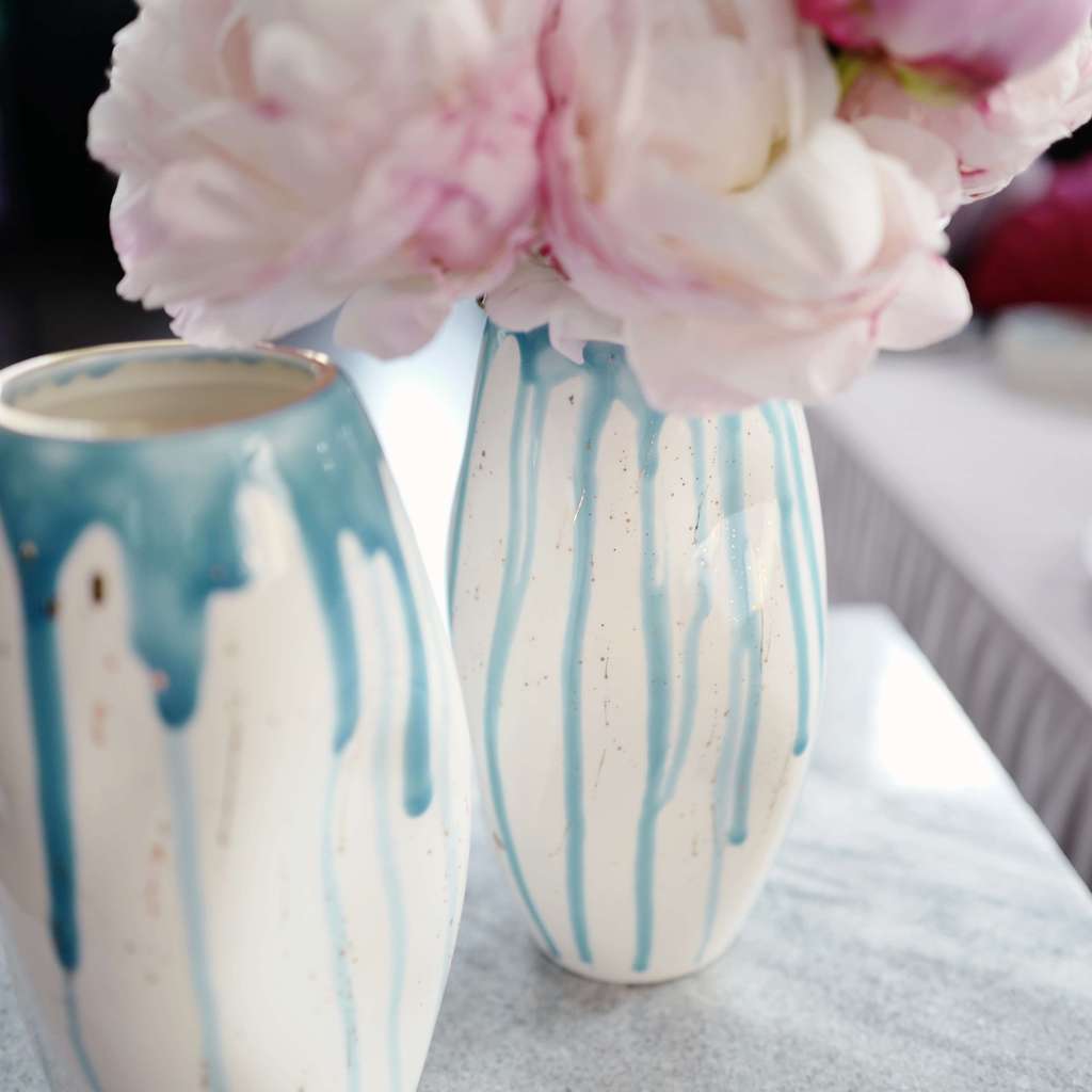 Ваза "Волна" с голубой глазурью