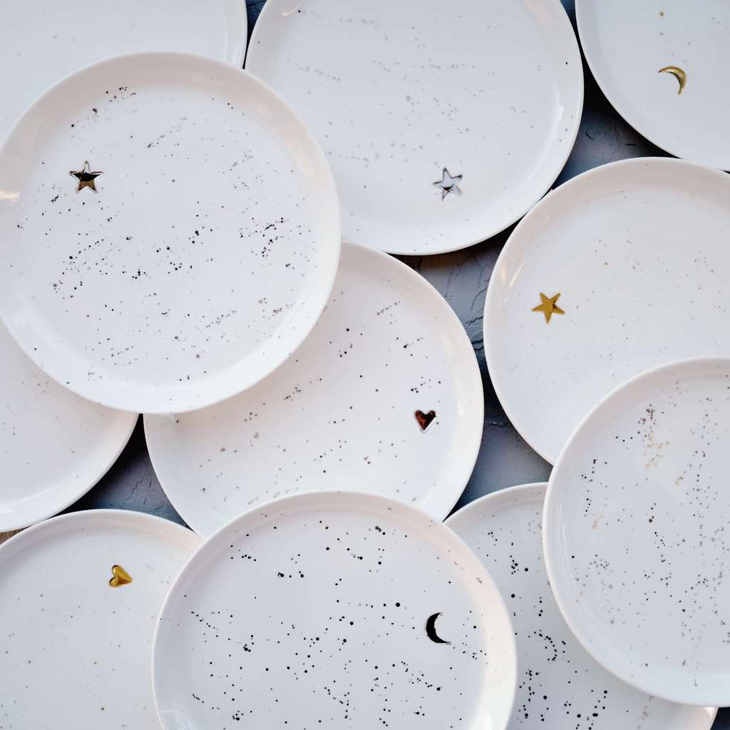 Серия блюдец со звездой, месяцем и сердцем "Лина"