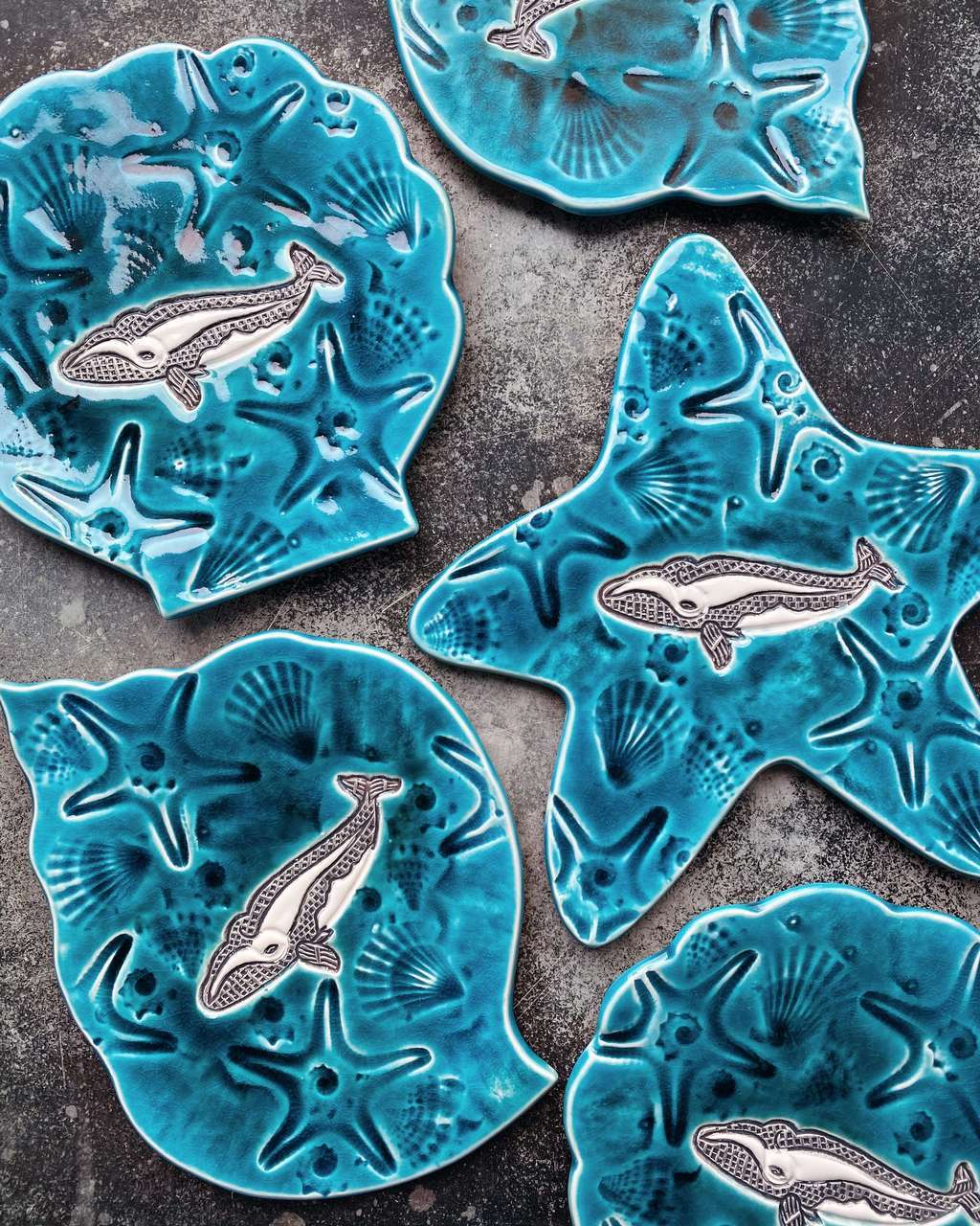 Блюдо "Морское" темно-бирюзовое