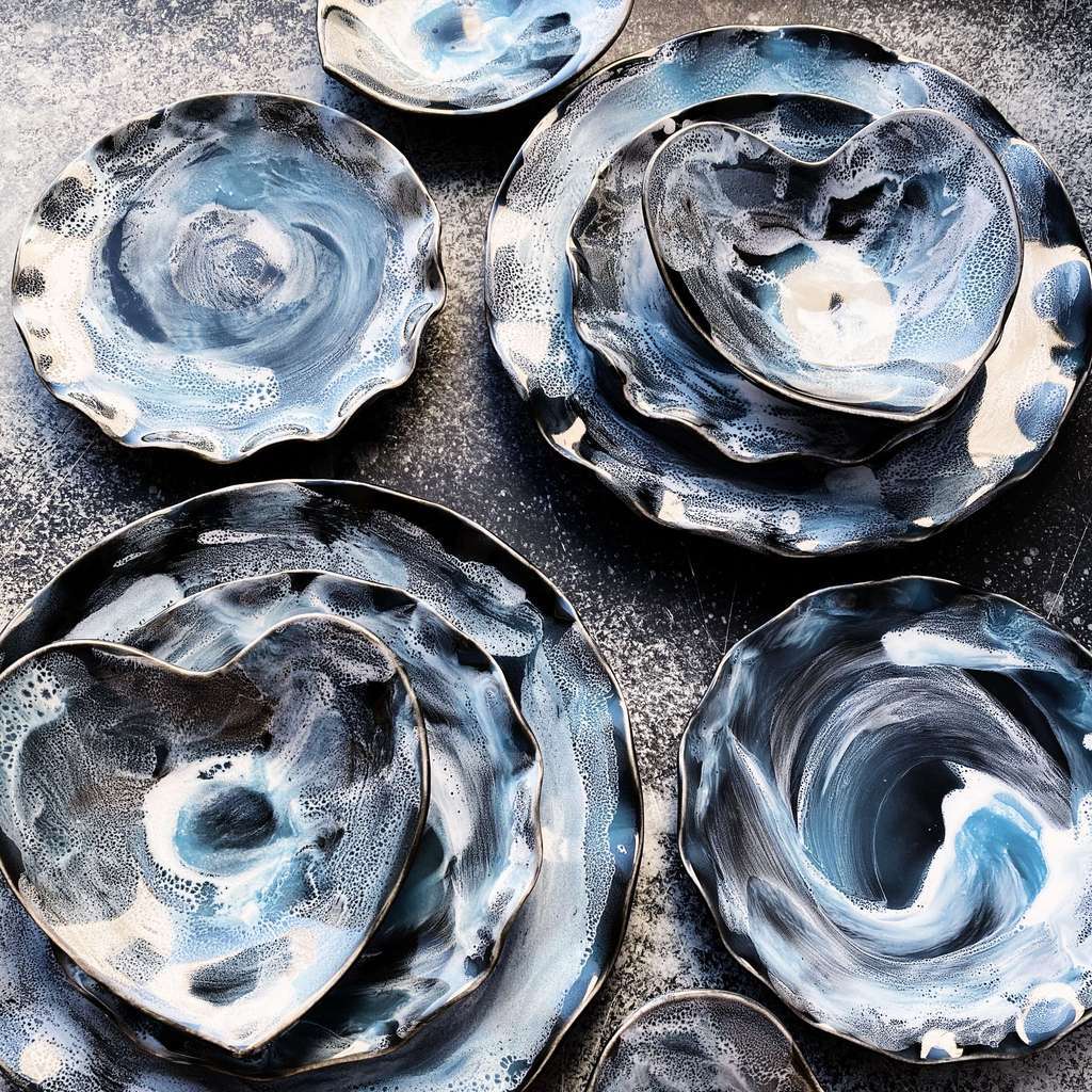 Серия тарелок и блюдец "Черный космос"