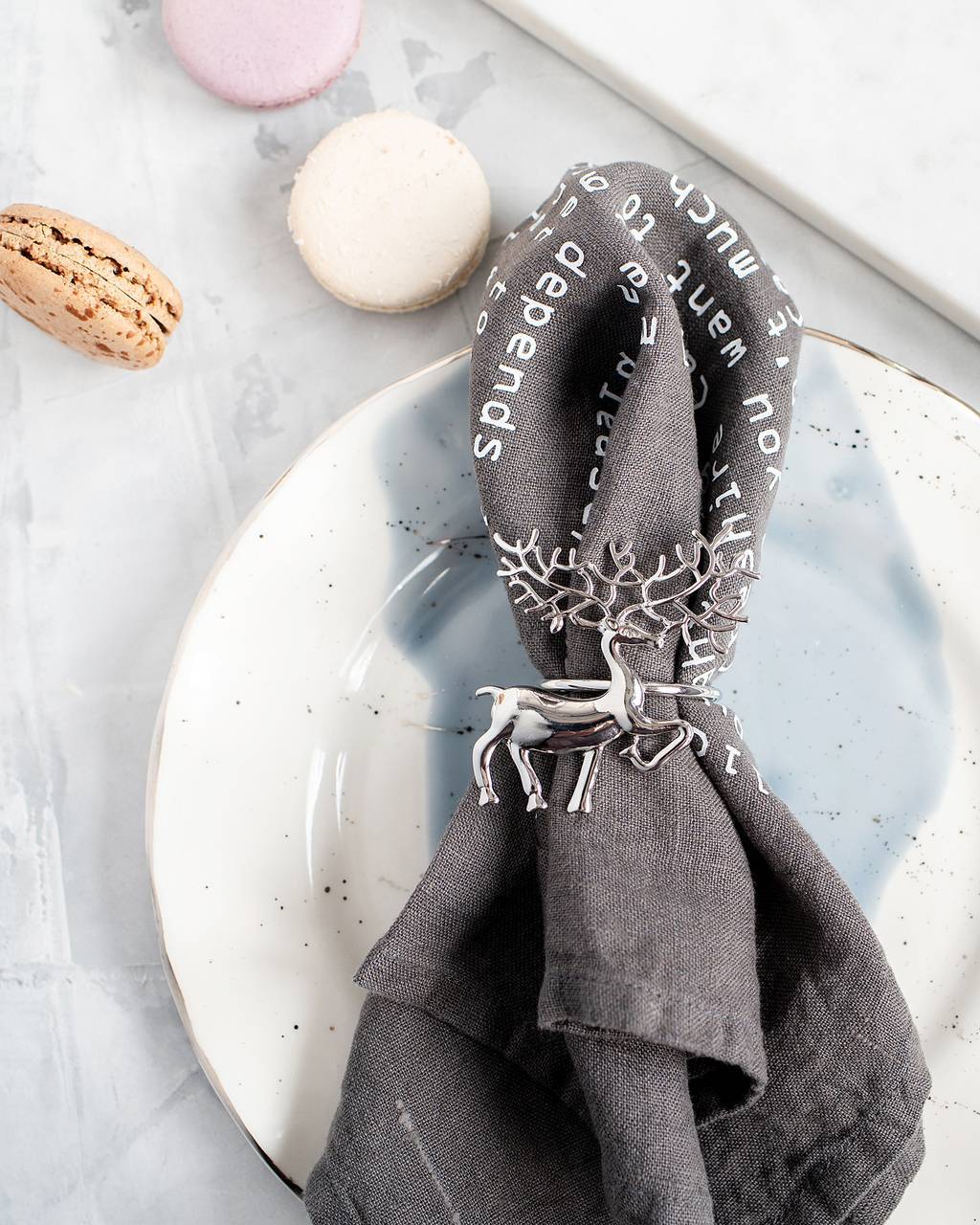 Кольцо для салфеток "Олень" серебристое