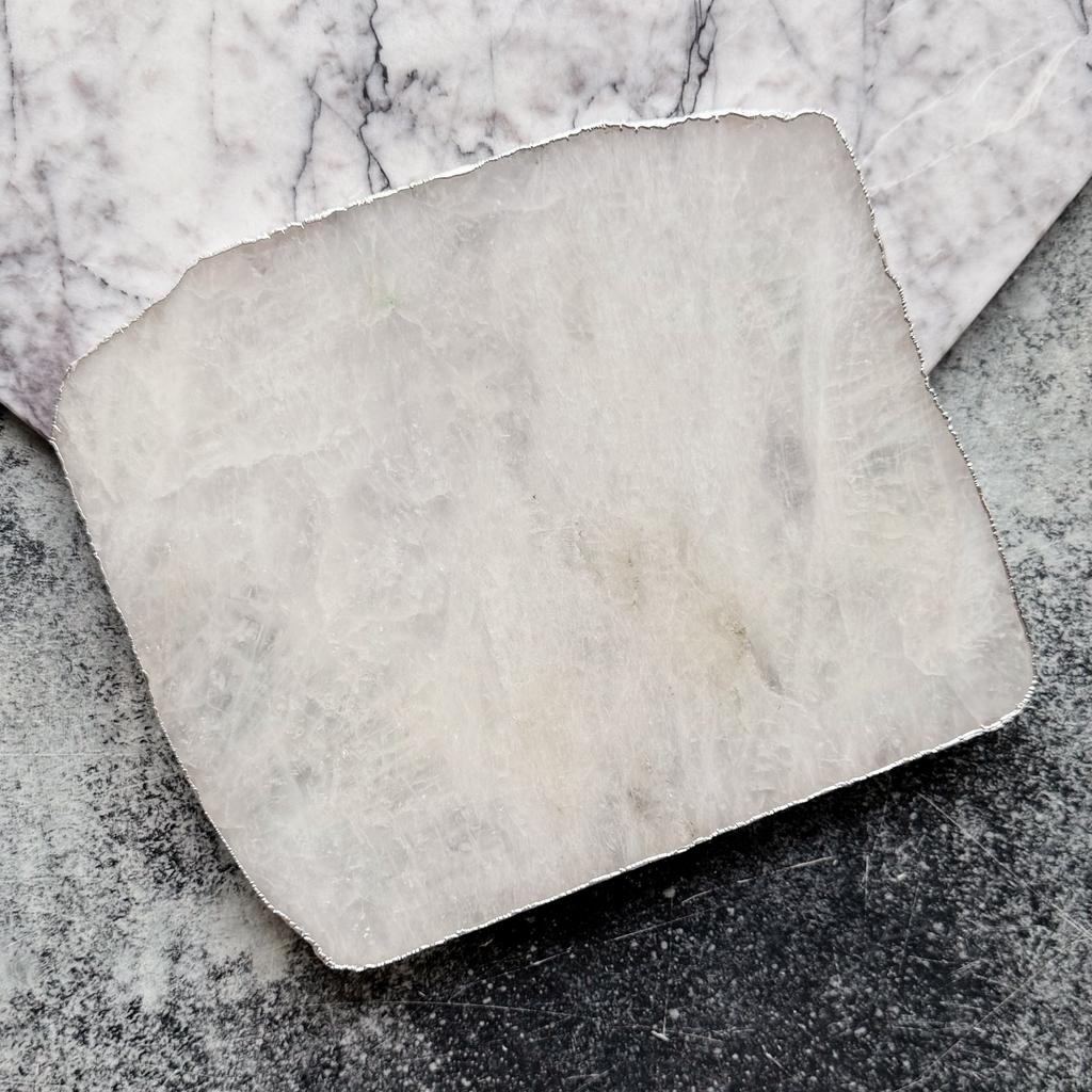 Большой срез горного хрусталя в серебре 25х21см