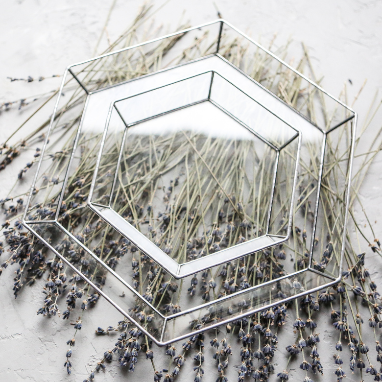 Поднос стеклянный шестиугольный