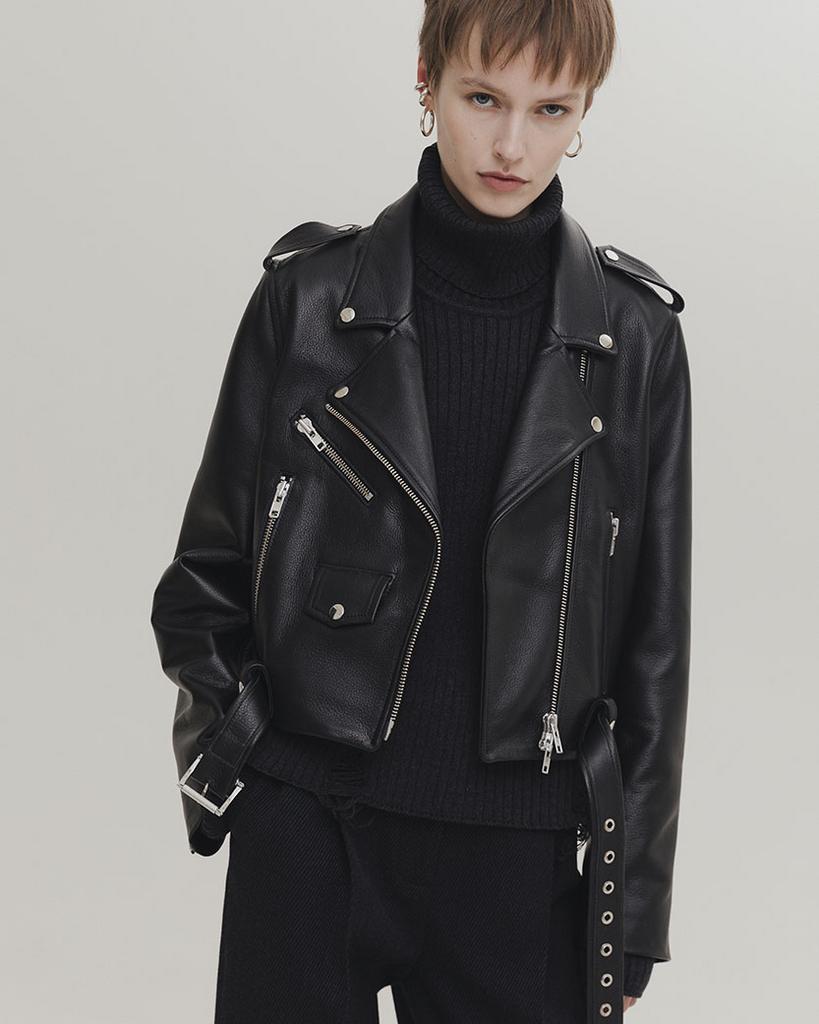 Косуха классическая из чёрной кожи