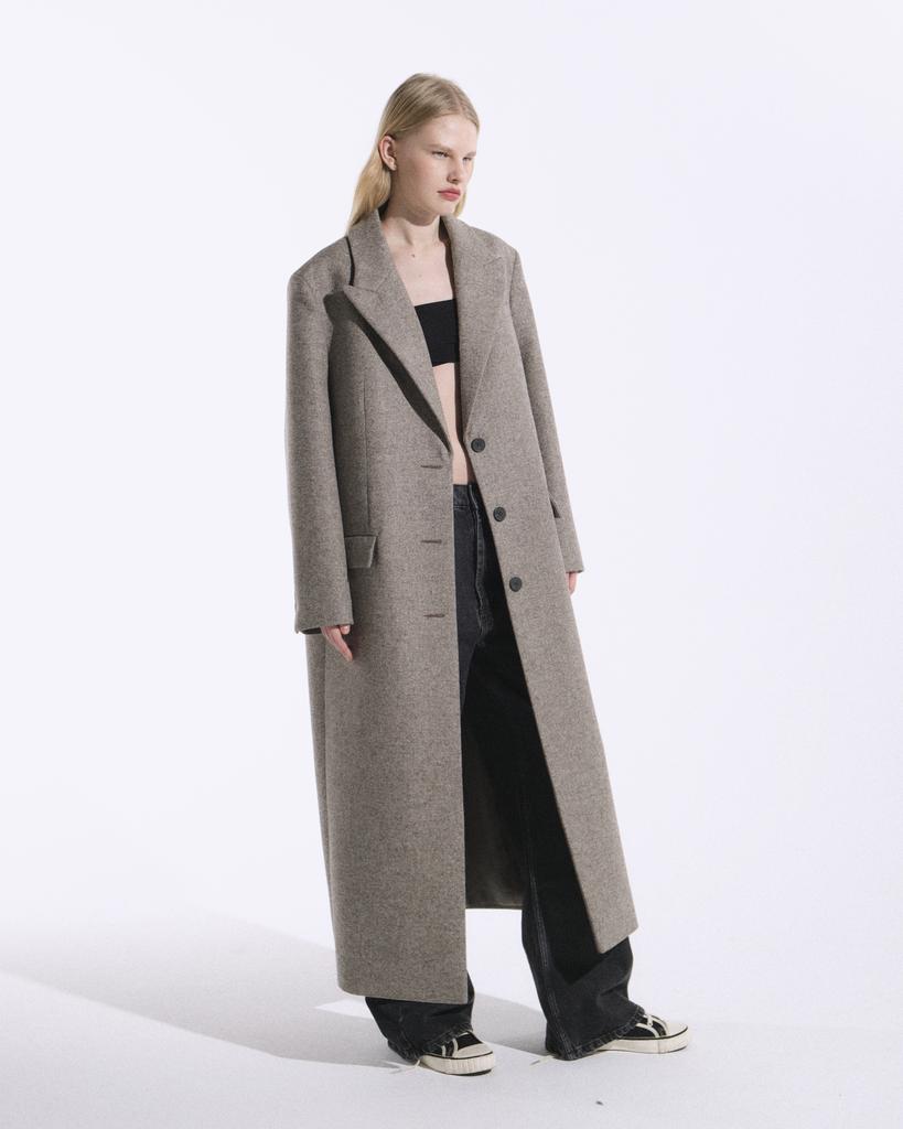 Пальто однобортное прямое в цвете "Гриб"