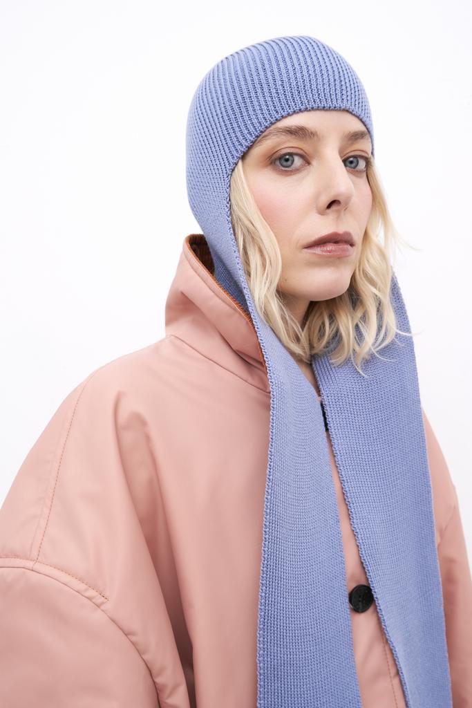 Шапка-шарф голубая