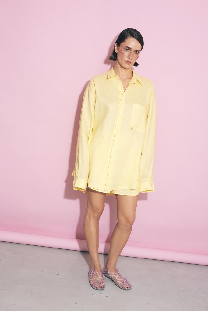 Рубашка льняная светло-жёлтая