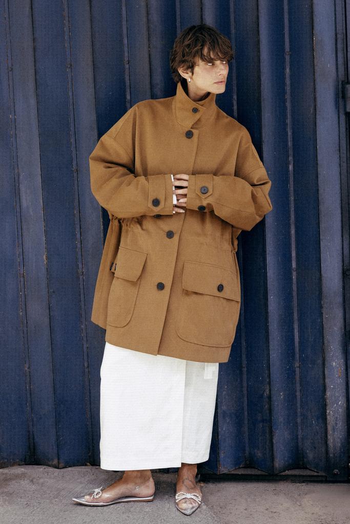 Куртка хлопковая с кулиской кэмел