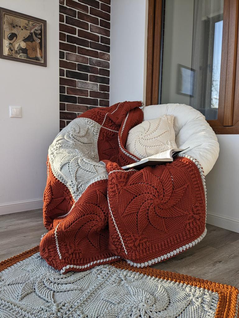 Видео-МК набора  "Вихри" 3 в 1 (наволочка, плед, коврик) +схемы