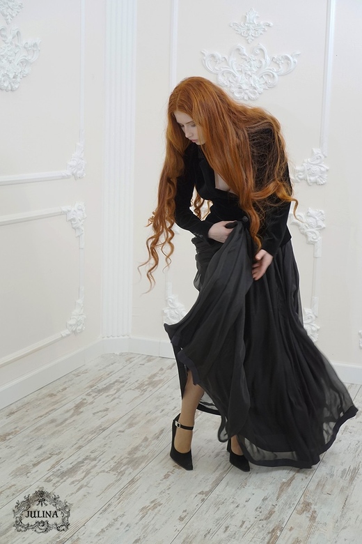 Юбка длинная черная из натурального шелка двухслойная