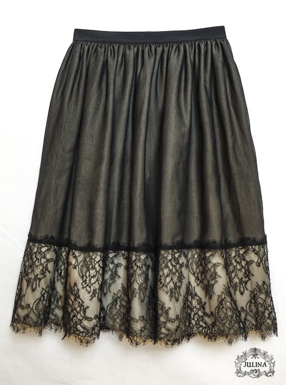 Юбка из натурального шелка с кружевом "Кофейное пралине"
