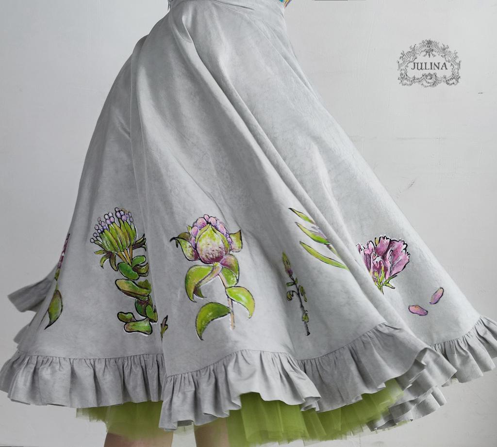 Юбка шелковая "Дивный Сад" с подъюбником