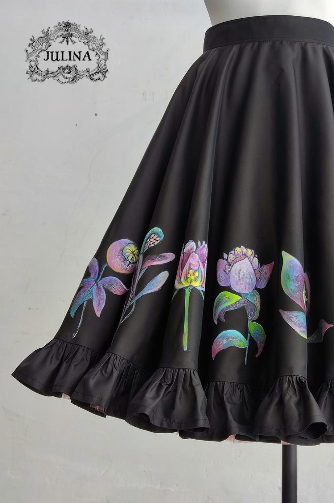 Юбка "Дивный Сад ночной" шелк, с подъюбником