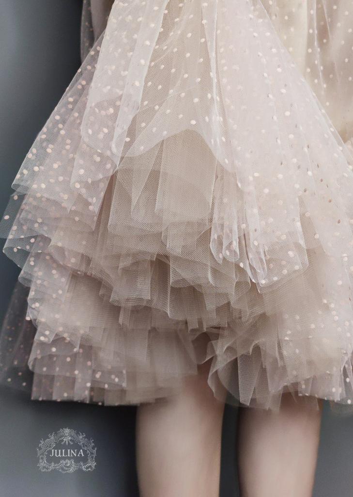 Юбка из шелка и фатина в мушку