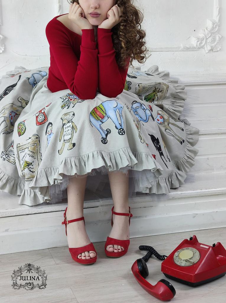 Юбка ручной работы расписная шелковая