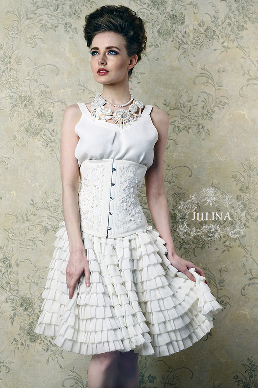 Юбка шелковая солнцеклеш "Фея" молочная