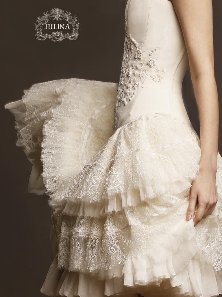 Юбка многослойная из кружев и шелка различных фактур "Графиня Элен"