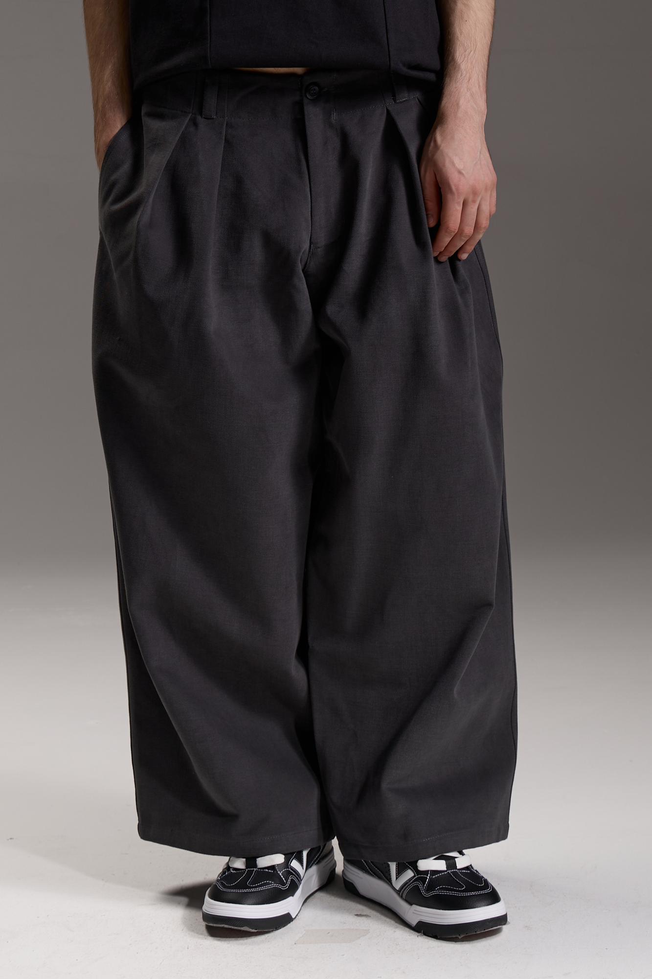 Брюки широкие прямые из твила