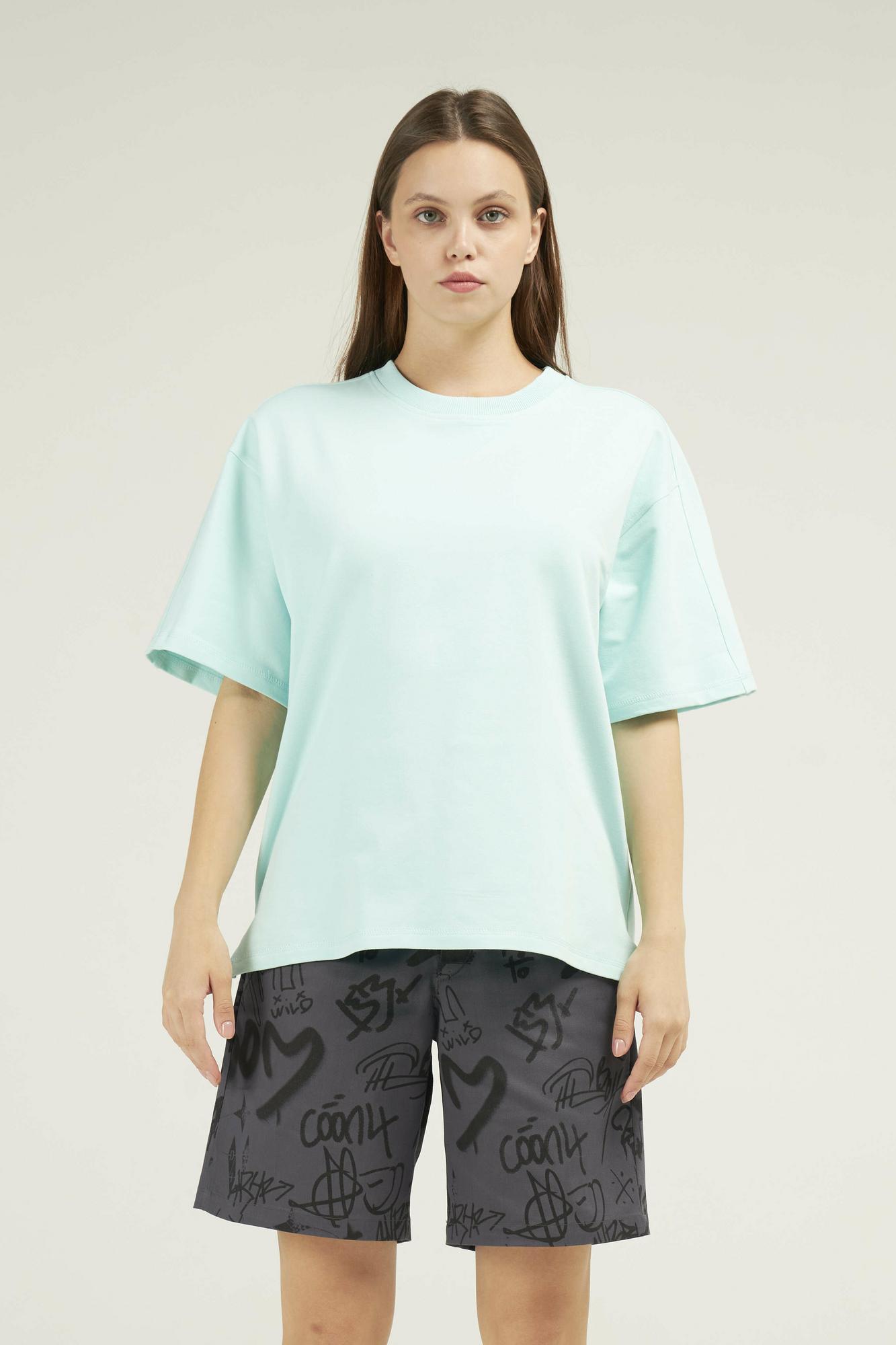 Футболка аквамариновая женская из плотного хлопка