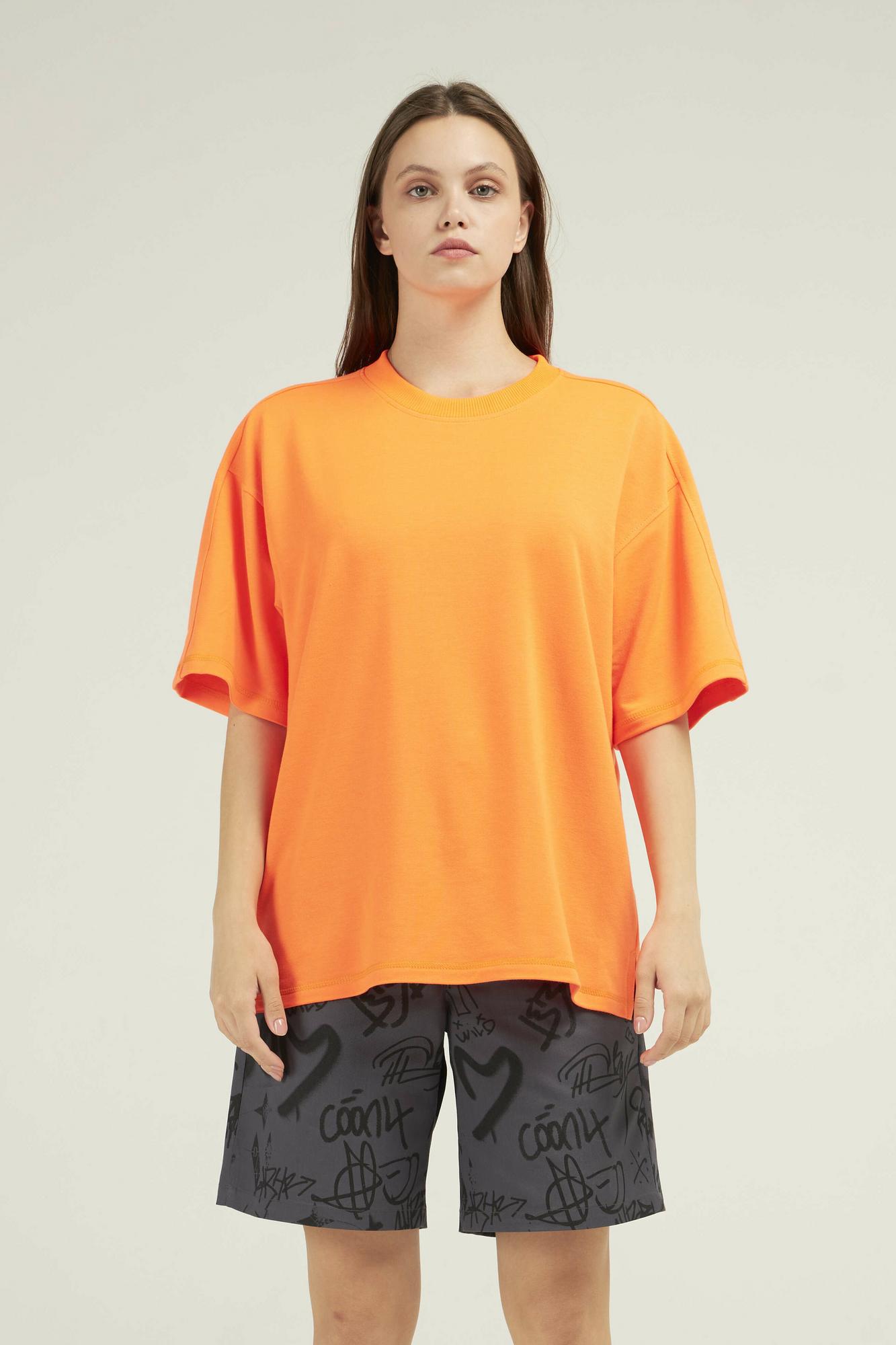Футболка оранжевая женская из плотного хлопка