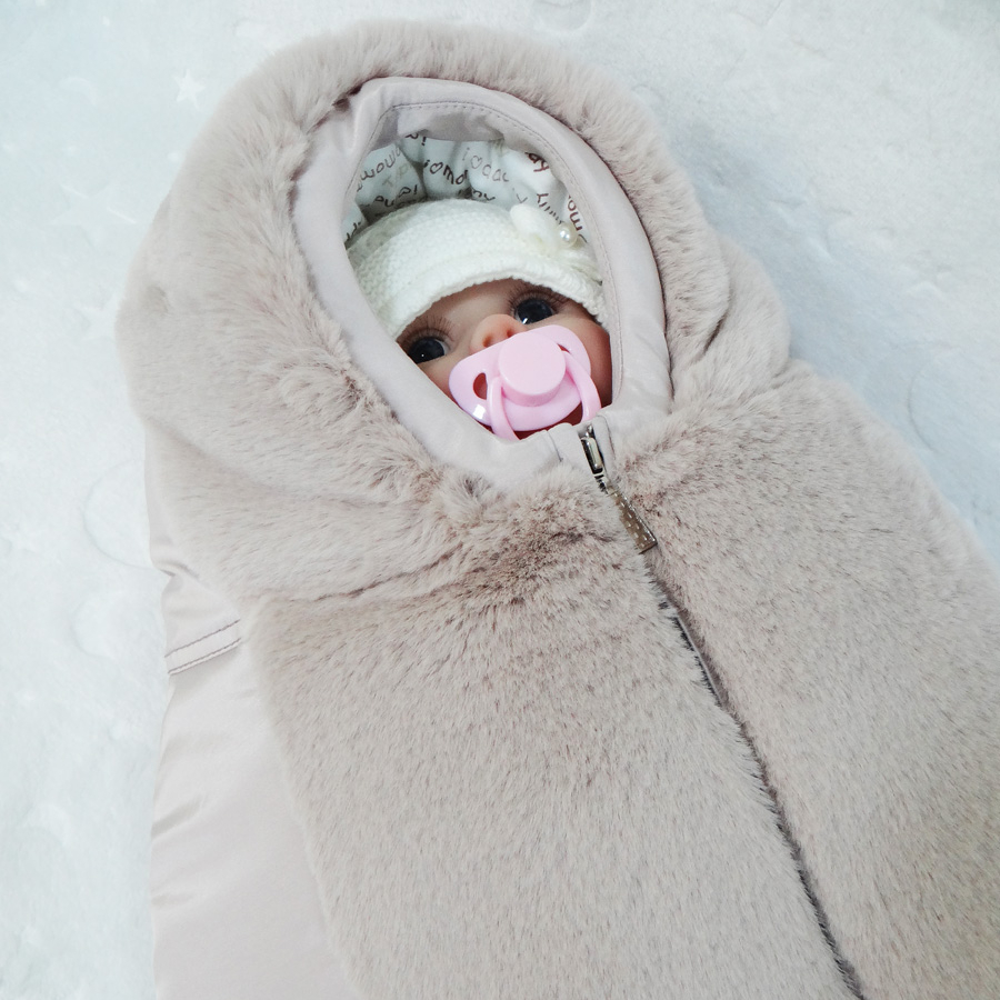 зимний меховой конверт с экомехом для новорожденных Милитта