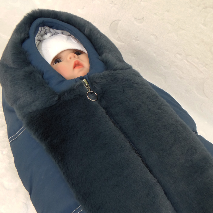 зимний меховой конверт с экомехом для новорожденных Милитта