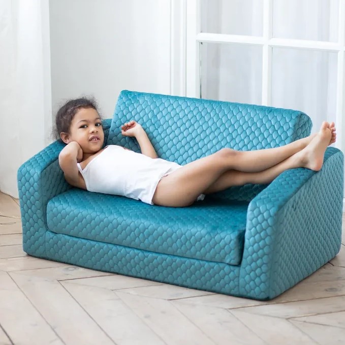 Диванчик раскладной  Простеганный БИРЮЗОВЫЙ