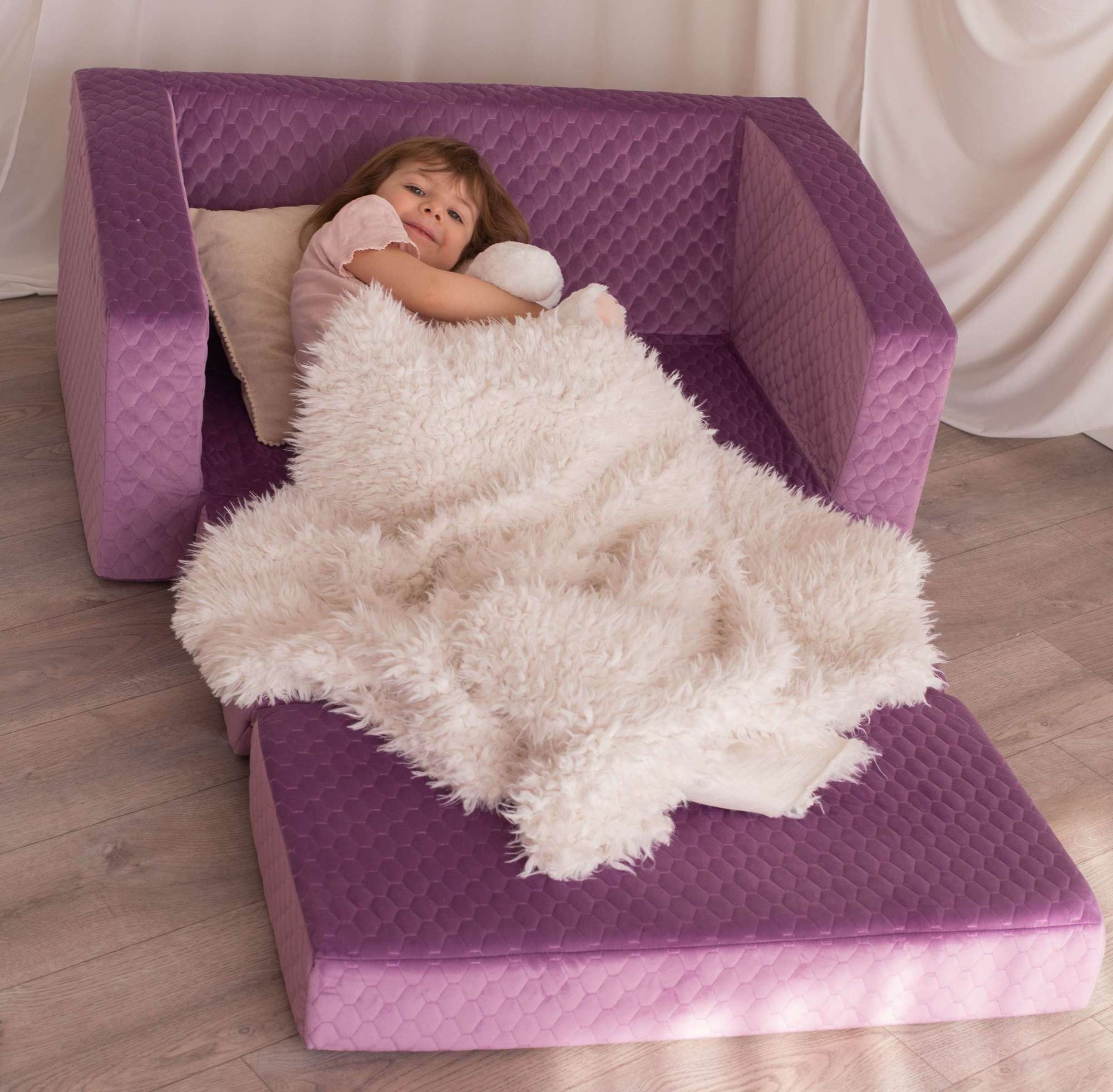 Диванчик раскладной  Простеганный фиалковый
