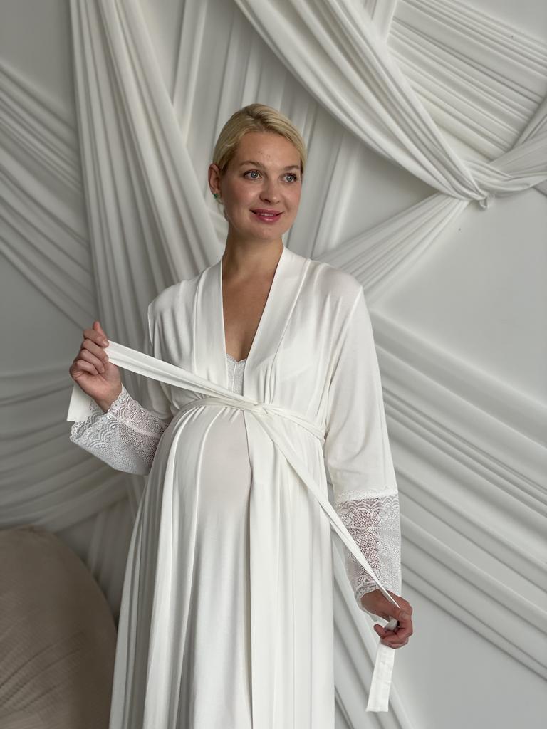 Домашний комплект (халат + сорочка с секретом для кормления)