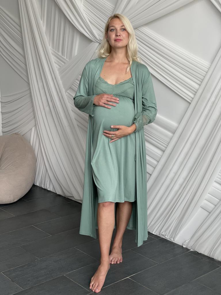 Домашний комплект (халат + сорочка с секретом для кормления)