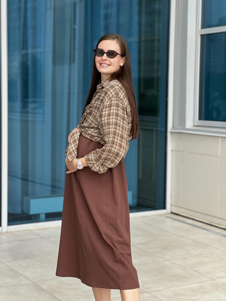 Платье футболка, шоколадное