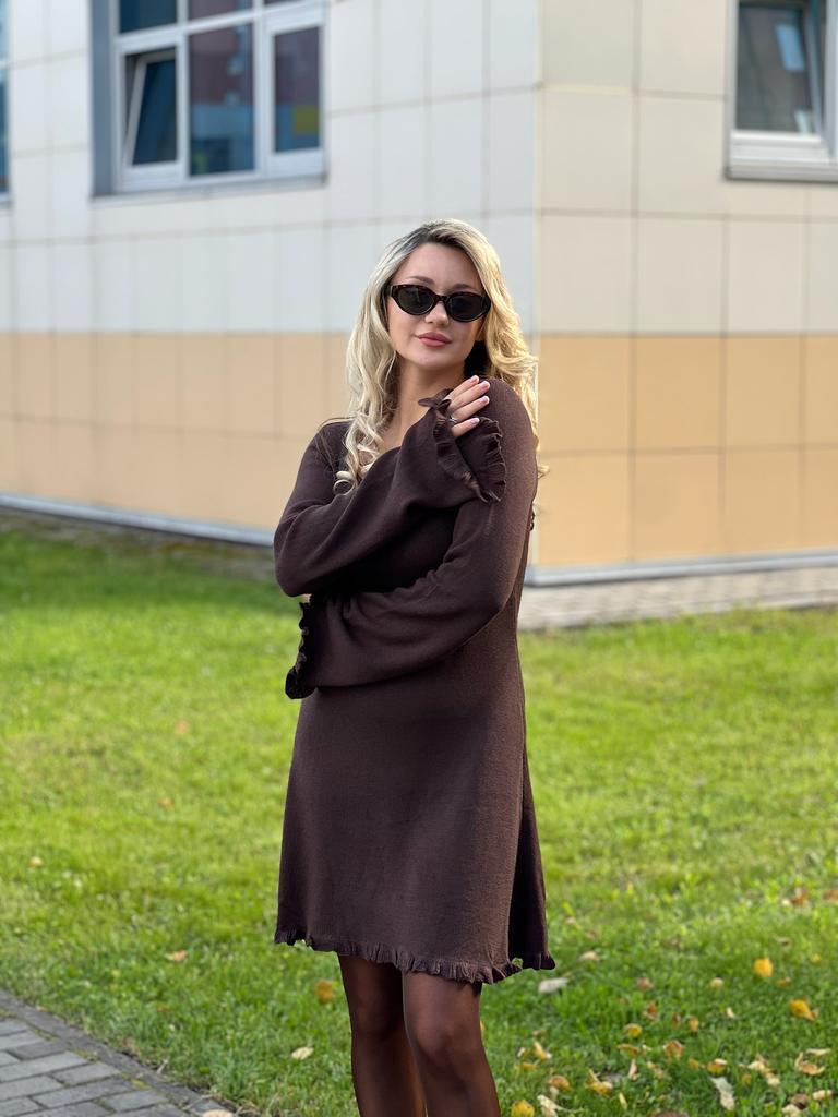 Платье трапеция с рюшами