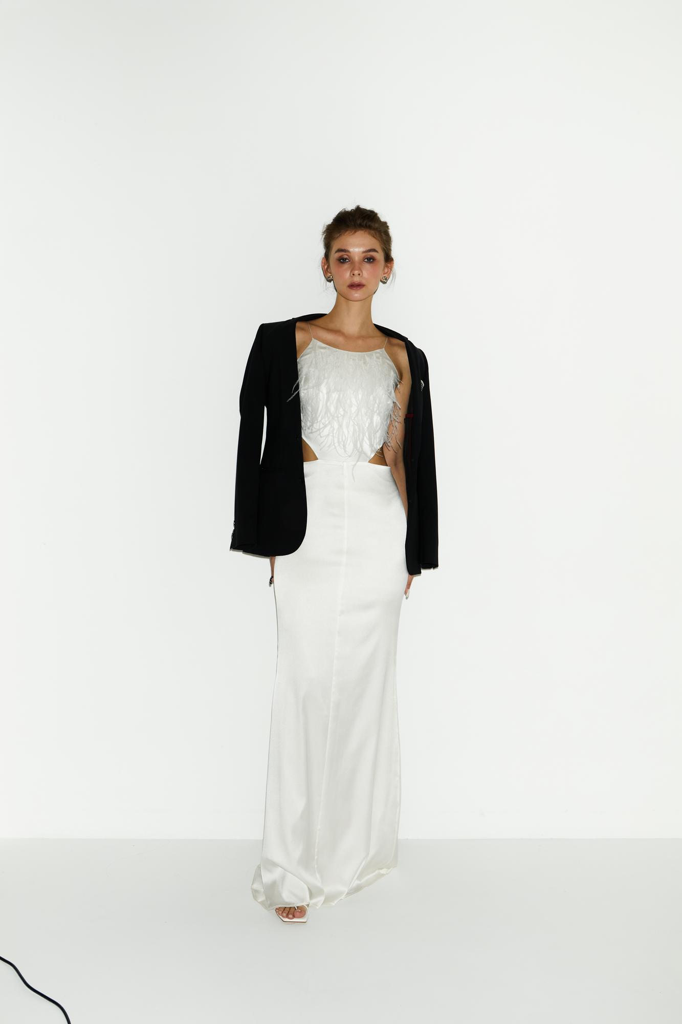 Платье Vivian декорированное страусиными перьями