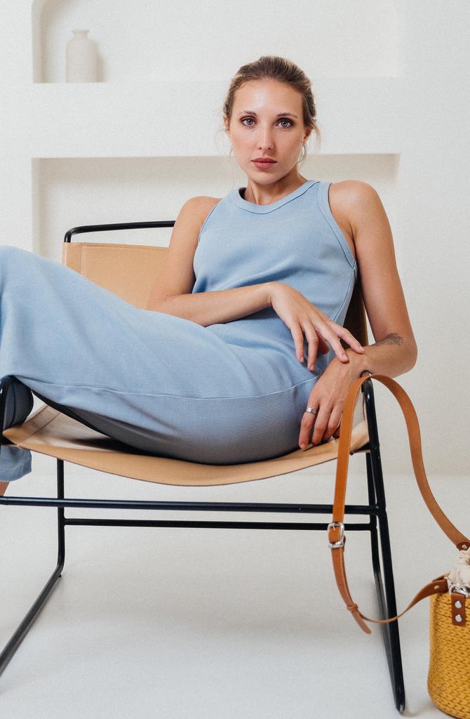 Платье Футляр голубое