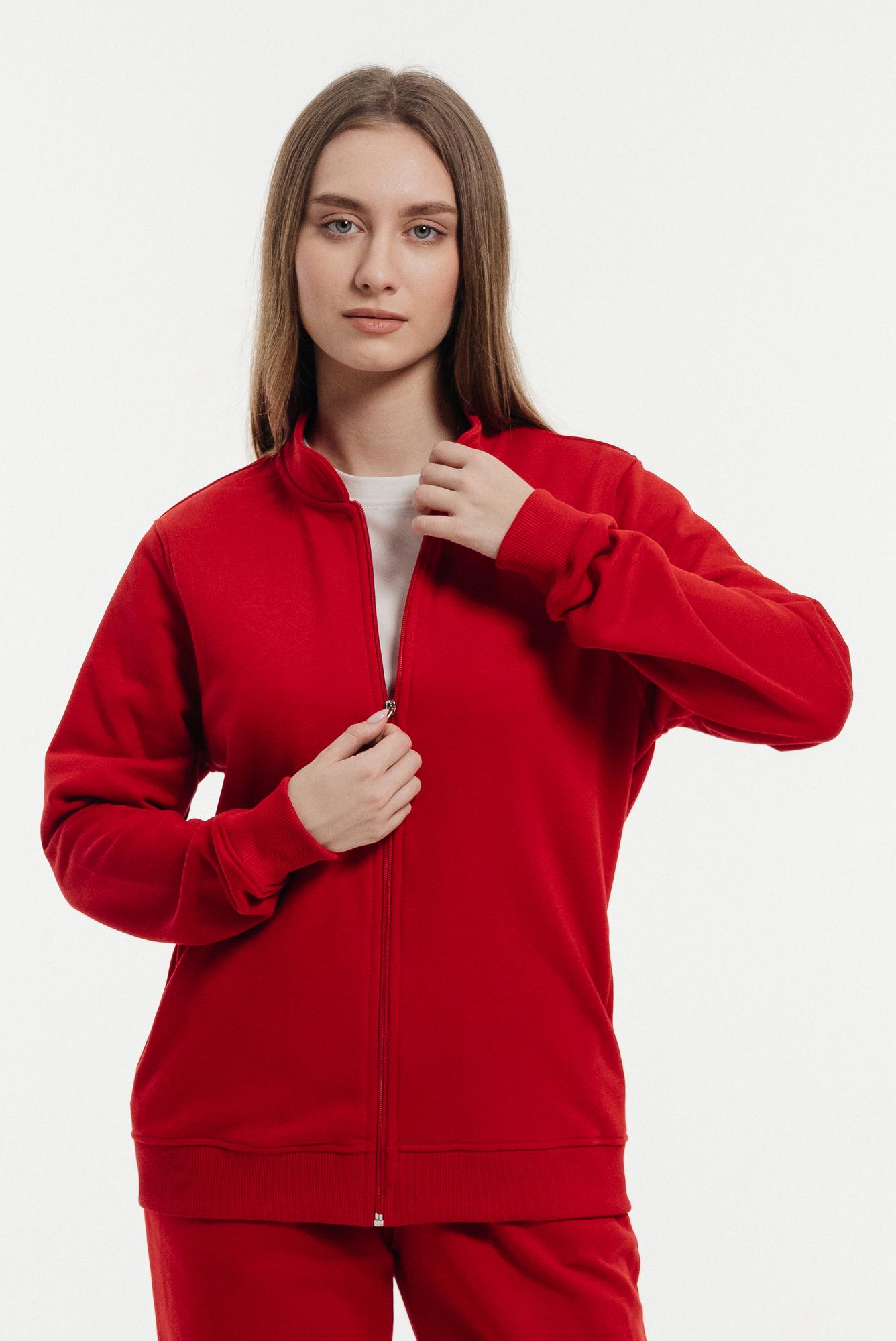 Бомбер красный трикотажный