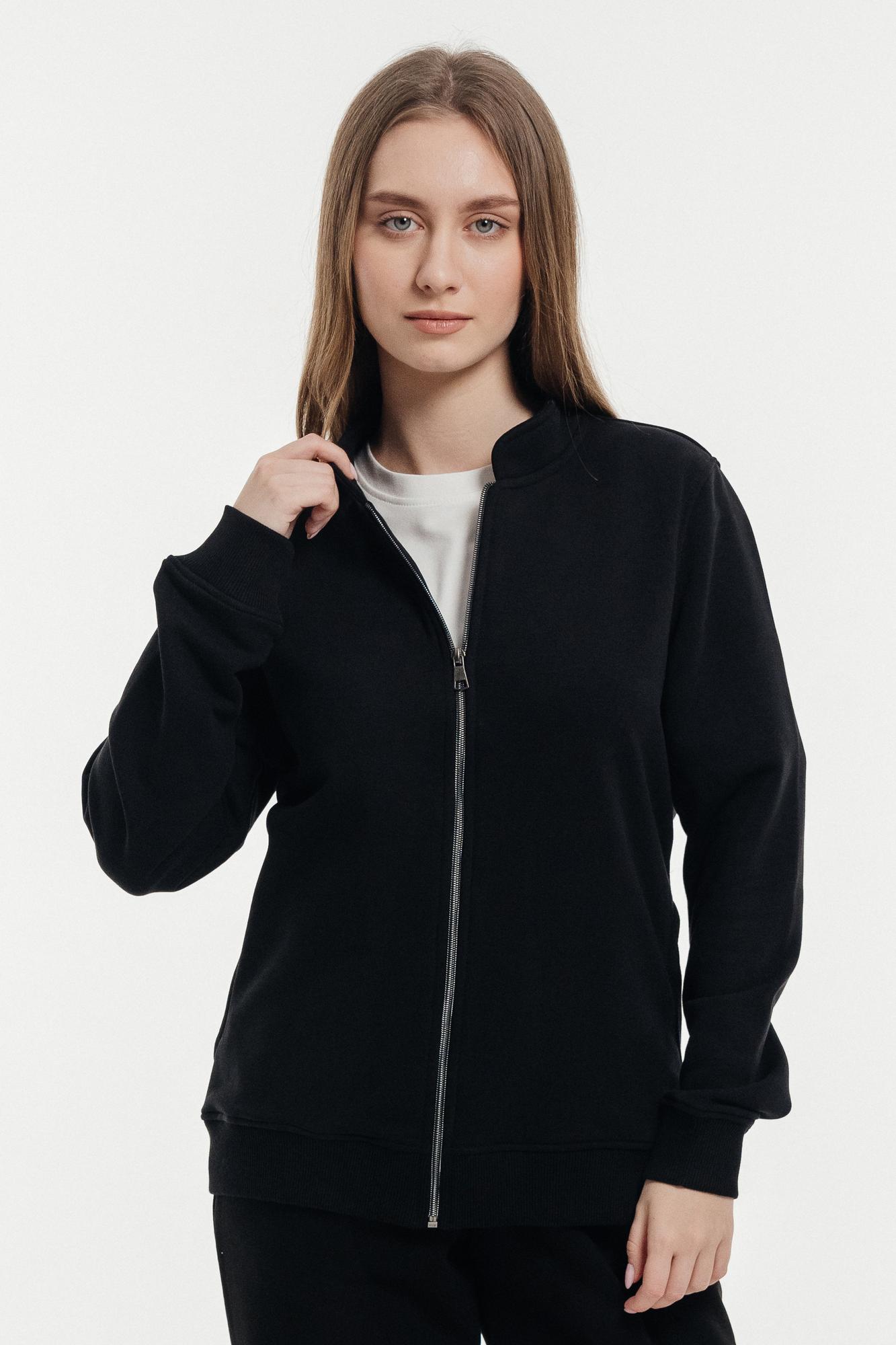 Бомбер черный трикотажный