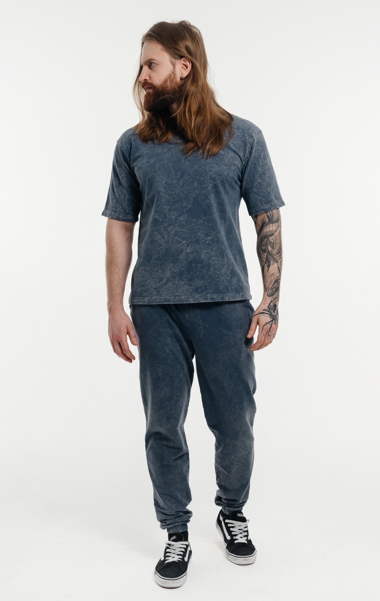 Брюки синие Мужские вареные тонкие из футера