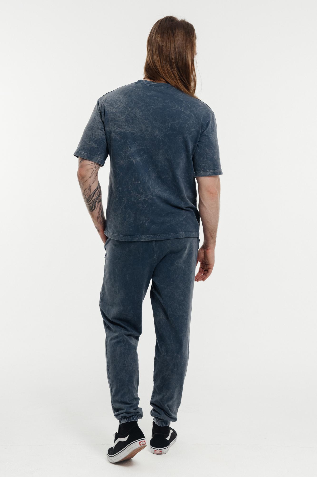 Брюки синие Мужские вареные тонкие из футера